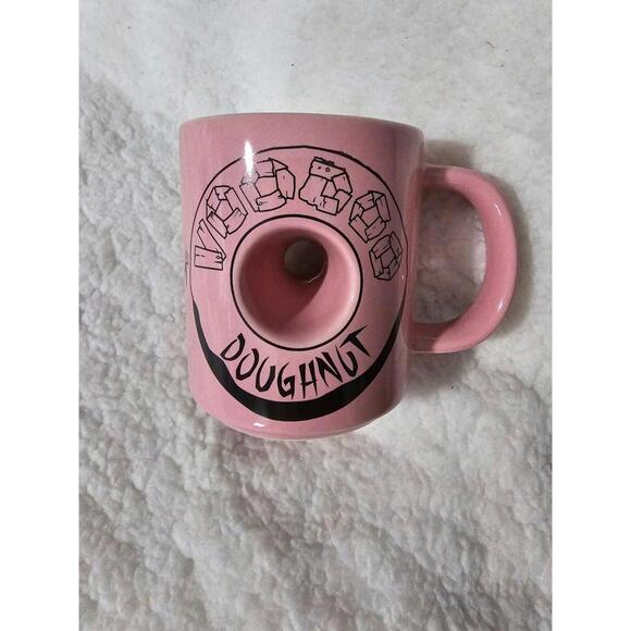 Other - VOODOO Doughnut Coffee Mug Pink & Black "The Magic Is In The Hole" 4.25" Novelty